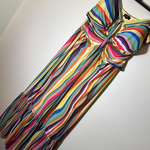 Eloquii Bodice Stripped Front Lace Up Maxi Dress size 26 - Picture 6 of 10